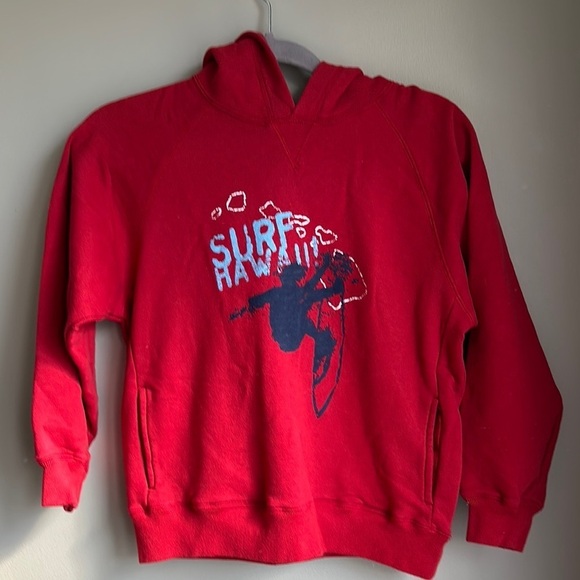 Vintage Gap Red Surf Hawaii  Hoodie Front Pockets NWT Size M 7-8 - Picture 1 of 9